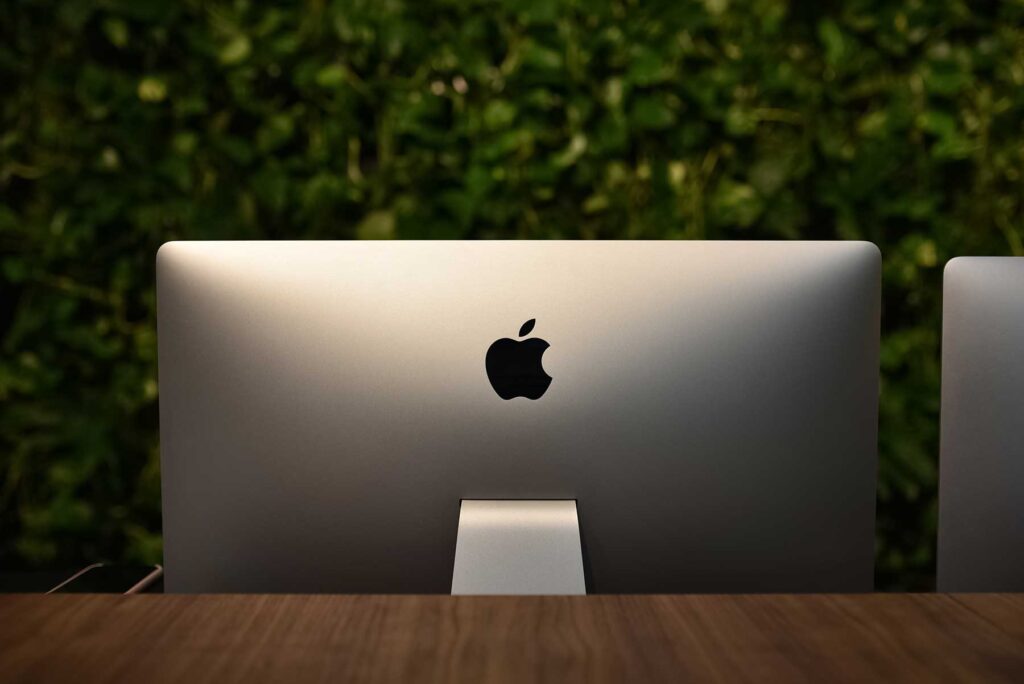 The back of an Apple Mac screen