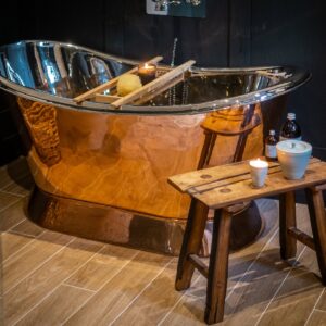Bathroom with stunning copper bath