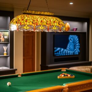 Luxury games room with bespoke Oak pool table and media wall
